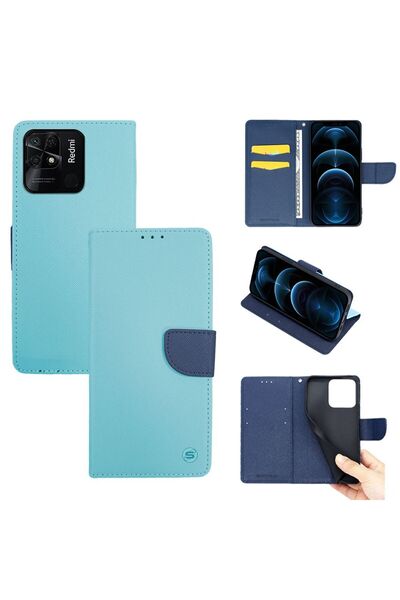 Sonique Θήκη Πορτοφόλι Trend Wallet Xiaomi Redmi 10C Σιέλ / Σκούρο Μπλε