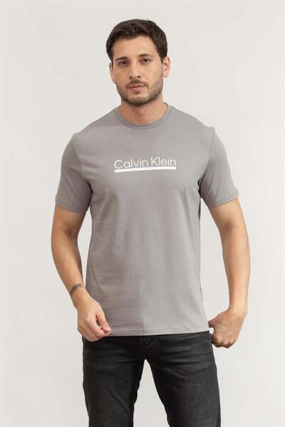Calvin Klein Erkek Bisiklet Yaka T-Shirt Gri