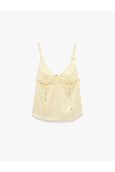 Koton Comfortable Fit Lace Detailed Thin Strap Pajama Top