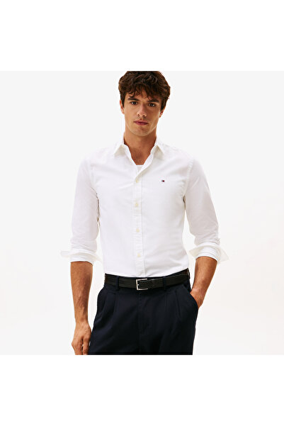 Tommy Hilfiger Flex Poplin Kent Collar Erkek Beyaz Gömlek