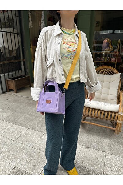 Atelier Lapina Lila / Flamingo Mini Mumlu Kanvas Çanta