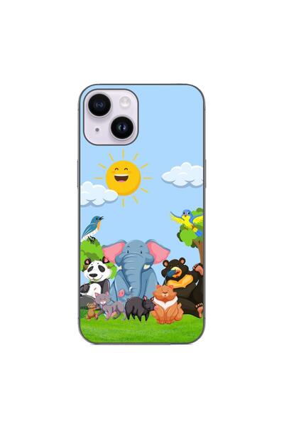 OEM Case compatible with Apple iPhone 15 Silicone Gel Tpu Jungle Friends Pattern
