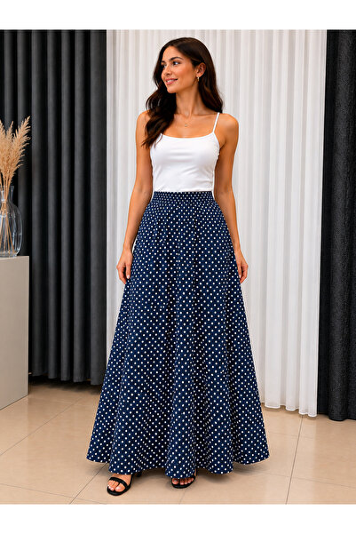 HANIMCA GİYİM Polka Dot Chiffon Skirt with Elastic Waist and Lining