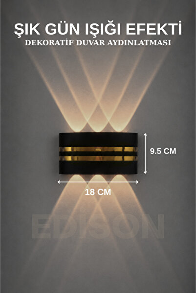 Edison Gold Striped Electric Led Sconce Lighting Double-Sided Led Decorative Wall Sconce Water and Dust Resistant