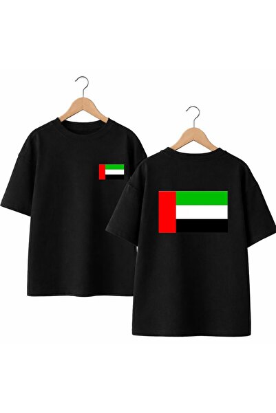playwear تي شيرت مطبوع عليه علم الإمارات العربية المتحدة على الظهر والصدر الأ...