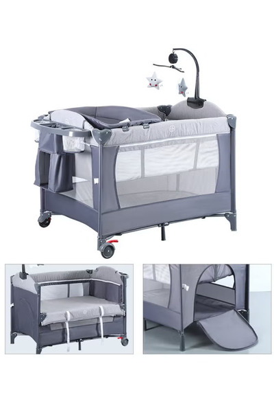TAPIT Baby Crib Portable Playard Foldable Luxury Nursery Baby Center Multi Fu...