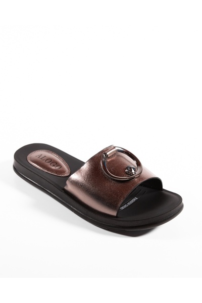 ALOGO Women's Gunmetal Slipper Made of Eco-friendly Leather