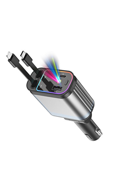 FOXMAG24 Modulator auto FM Bluetooth cu USB-C, USB, încărcare rapidă și LED R...