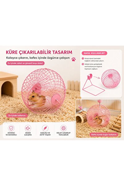 cdk Hamster Egzersiz Çarkı Sessiz Metal Koşu Tekerleği 17,5 cm