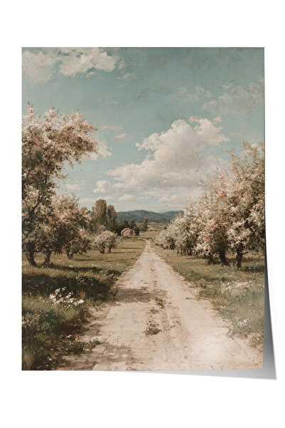 Zestia Poster de perete vintage, Poster Drum rural cu copaci înfloriți Nr.: 2...
