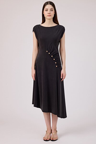 FEVER Düğme detaylı tencel elbise