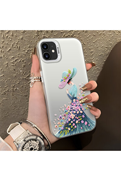 Hontinga iPhone 12 Mini Uyumlu Silikon Kenar Sert Arka Kılıf Couple Telefon K...
