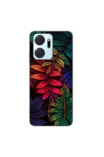 OEM Husa compatibila cu Honor X7a Silicon Gel Tpu Model Minmal Neon Leaves Pa...