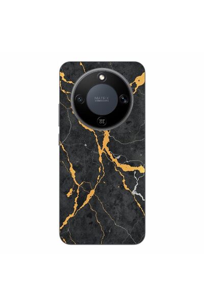 OEM Husa compatibila cu Honor Magic8 Lite Silicon Gel Tpu Model Noir Gold Marble