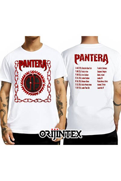 orijintex Pantera Concert Tour 2026 Front and Back Printed Unisex Tshirt