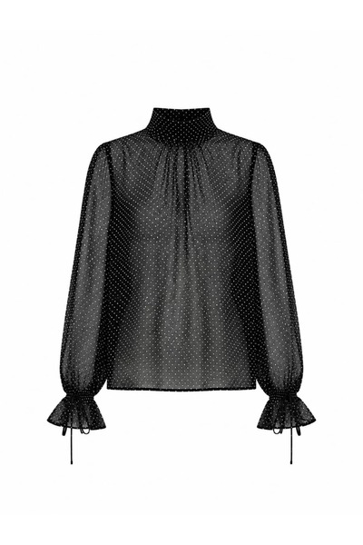 Antioch Black Bowknot Polka Dot Women's Blouse