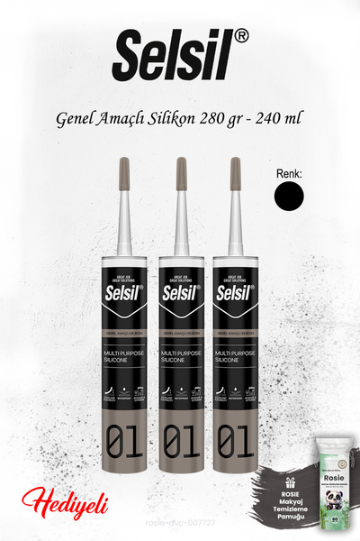 Selsil Siyah 3'lü Genel Amaçlı Silikon, ROSIE