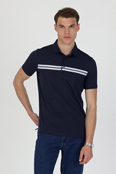 ENQUE Polo Collar Cotton Pocketless Striped Short Sleeve T-Shirt