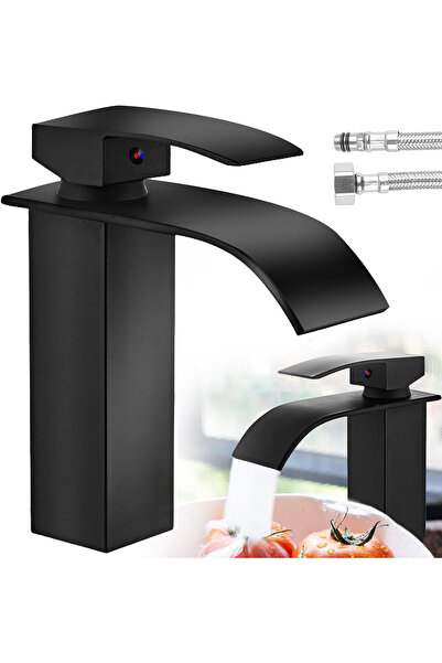 OEM Black bathroom sink faucet, waterfall type, height 190 mm
