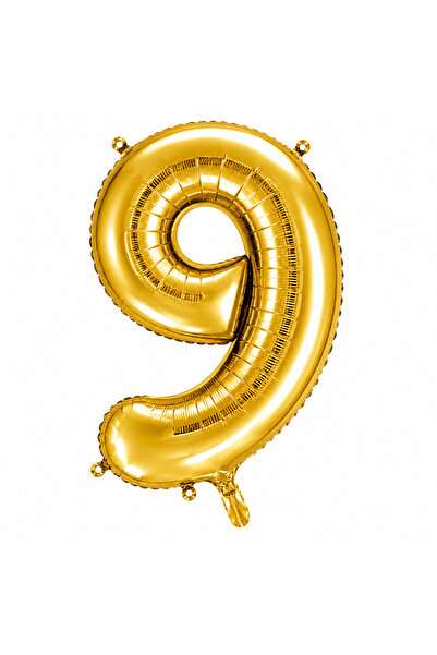 BeySüS 9 Number Foil Balloons Gold Color (100 cm)
