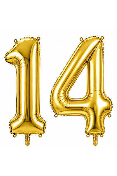 BeySüS 14 Number Foil Balloons Gold Color (36 cm)