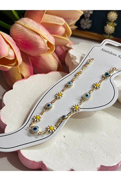 MODA Nazar Boncuklu ve Papatya Detaylı Halhal