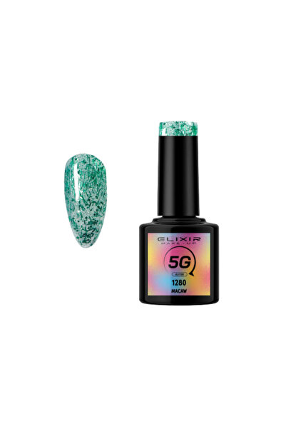 Elixir 5G GLITTER SEMI GEL (ΗΜΙΜΟΝΙΜΟ BΕΡΝΙΚΙ) - 1280 (MACAW) 8ML