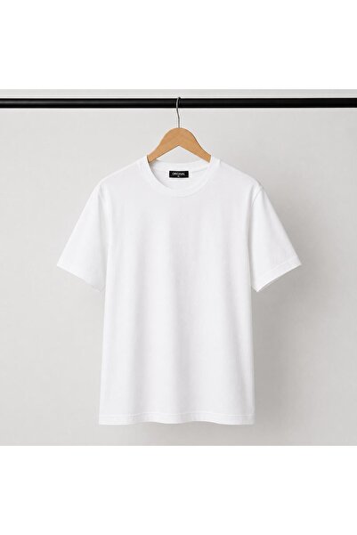 Kuraff Giyim Unisex Basic Cotton T-Shirt with Circular Necklace in Solid Color