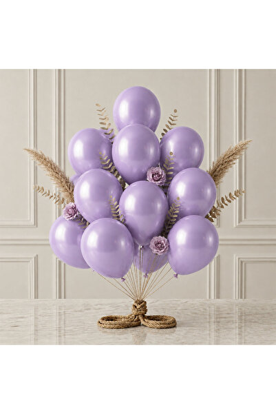 BeySüS Lilac Color Latex Metallic Balloons (30 cm) - 12 Pieces