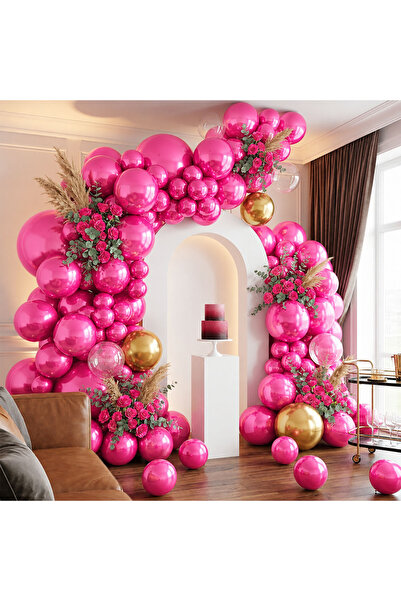 BeySüS Fuchsia Color Latex Metallic Balloon (30 cm) - 100 Pieces