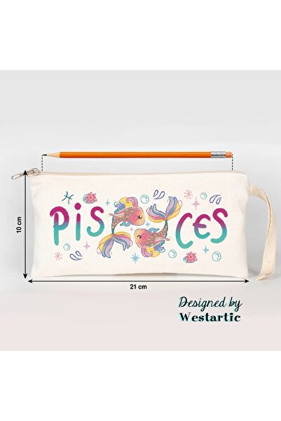 westartic Pisces Balık Burcu Özel Tasarım Burç Kalem Kutusu Kalemlik Mini Mak...