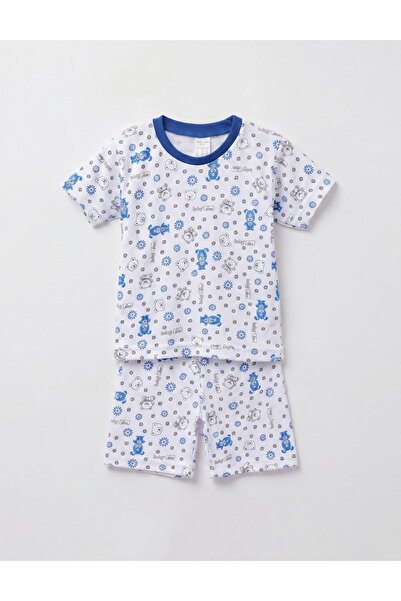 MiniKids Pijama MS imprimata Baby Bear, cu albastru