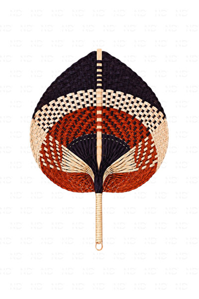 NATUREL DEKOR Bambu Kırmızı-Krem Palmiye Yaprağı, Japon Yelpazesi 30x40 cm, D...