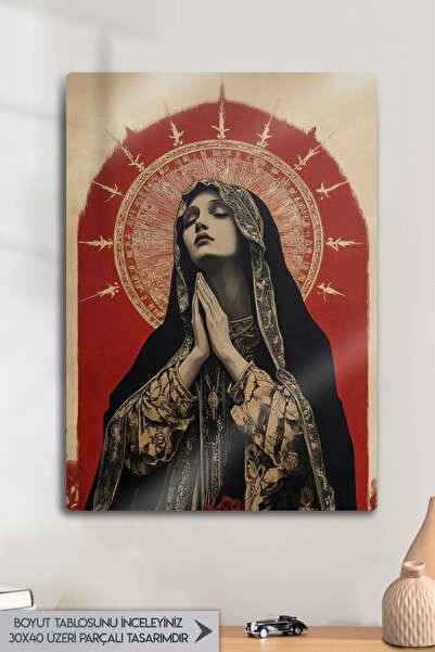 DekorHane Imprimare pe metal - Tablou cu Fecioara Maria în rugăciune, Artă re...