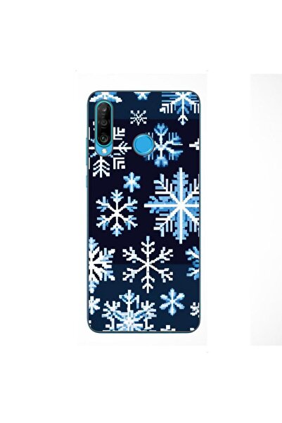 OEM Husa compatibila cu Huawei P30 Lite Silicon Gel Tpu Model Pixel Art Snowf...