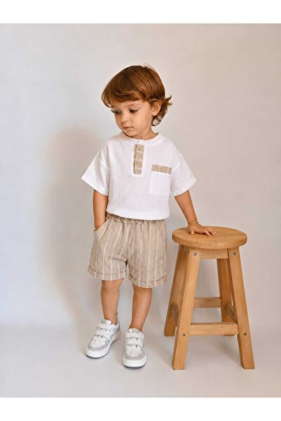 Ay-Giyim Boys' Stylish Muslin Suit with Shorts