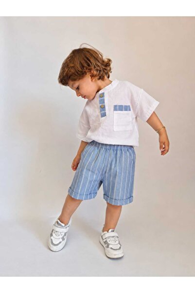 Ay-Giyim Boys' Stylish Muslin Suit with Shorts
