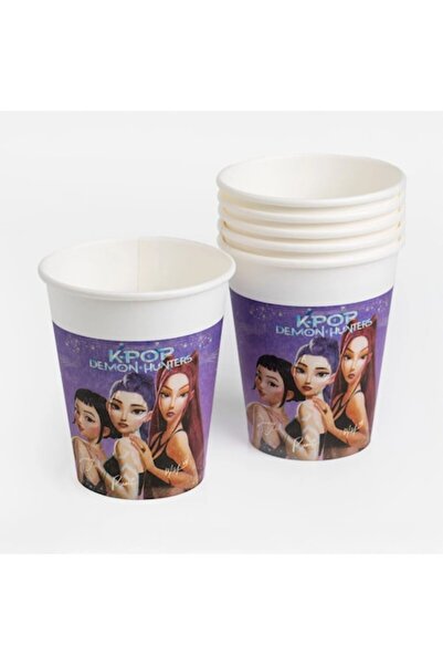 OEM Set of 6 Lilac Cardboard Cups, K-POP Demon Hunters Model, 200 ml