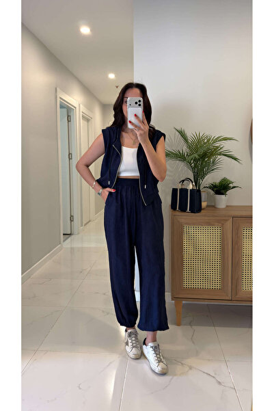 BİRCANÇİL Corch Navy Blue Vest and Pants Set