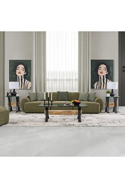 Midas Furniture طقم طاولة قهوة معدنية 140×80×45 سم بني