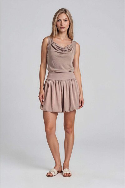 Vitrin Shiny Satin Mini Balloon Skirt