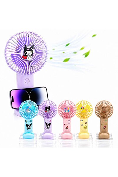 Zenorius Ventilator Portabil USB 17.5cm, cu Suport Telefon, Stickere și Figur...