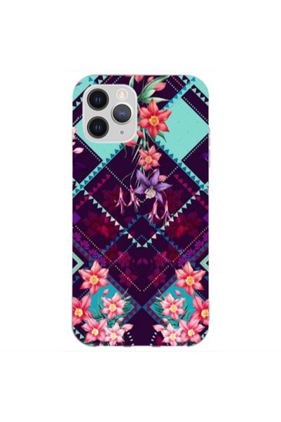 Other Apple iPhone 11 Pro Max Checkered flowers Transparent Silicone TPU Θήκη