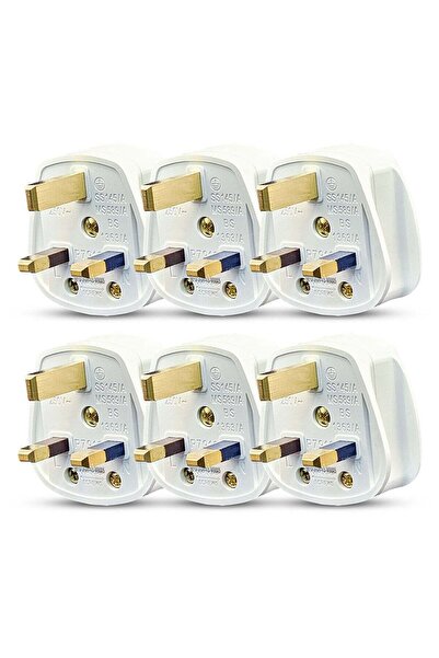 Duravel UK Fused 13 Amp White Mains 3 Pin Household Plugs Fitted with Colour ...