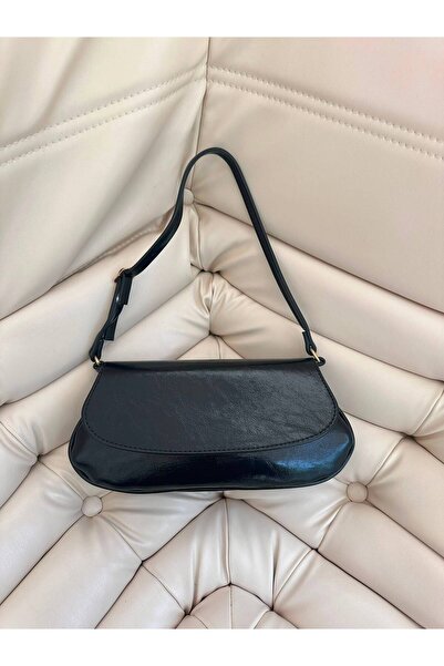 minebag Cover Detailed Mini Baguette Women's Shoulder Bag Betty Black Patent ...