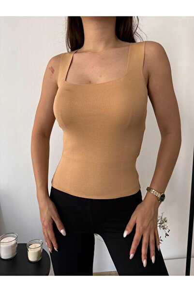 Flarsky Women's Ultra Premium Soft Square Neck Strap Knitwear Bodysuit