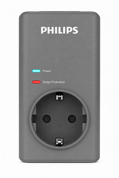 Philips CHP7010G/10 1140 Joule Tekli Akım Korumalı Priz, Gri