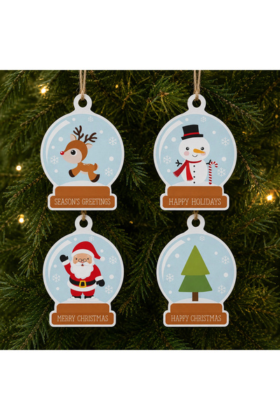 Reysa Tasarım 4-Piece New Year Themed Ornament |   10X6Cm |   Wooden Decor