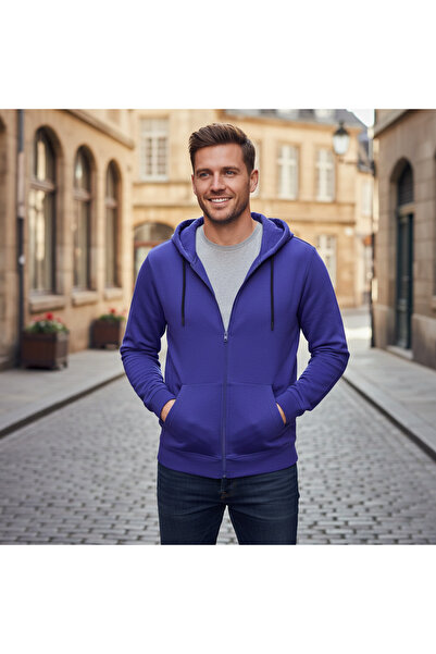 CRIVIT Men's Blue Full-Zip Hooded Sweatshirt