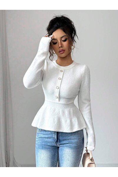 Iuliashop Brenda Alb Knitted Sweater - L
